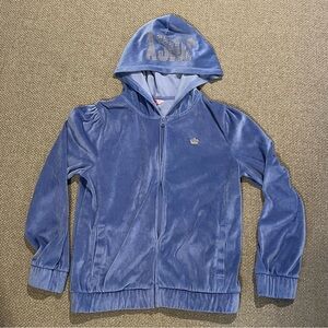 Juicy Couture Velour Hoodie XL Purple Lilac l Jacket Pockets Y2K Jeweled Bling